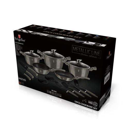Berlinger Haus 17-Piece Marble Coating Cookware Set - Carbon Edition
