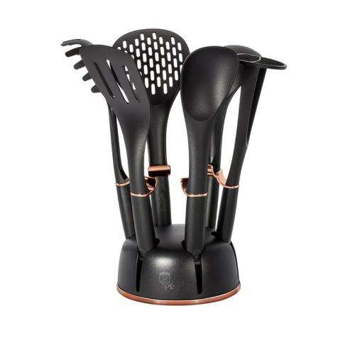 BERLINGER HAUS 7-PIECE BLACK ROSE NON-STICK KITCHEN TOOL SET