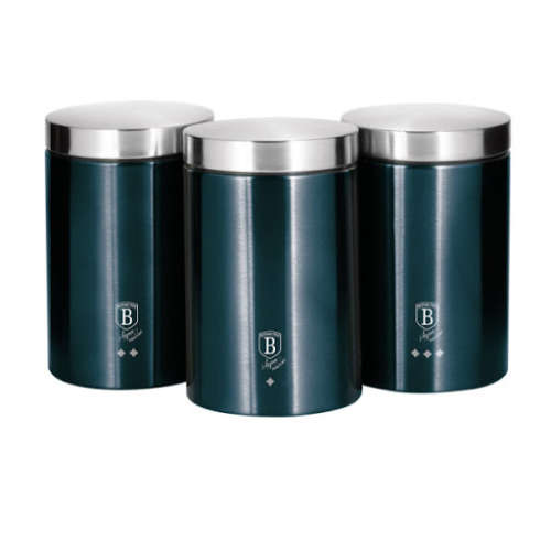 BERLINGER HAUS 3 PCS CANISTER SET, METALLIC LINE AQUAMARINE EDITION