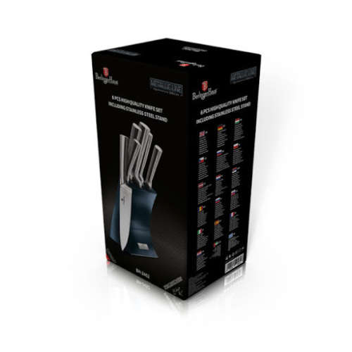 BERLINGER HAUS 6 PCS KNIFE SET, WITH STAND, METALLIC LINE AQUAMARINE EDITION