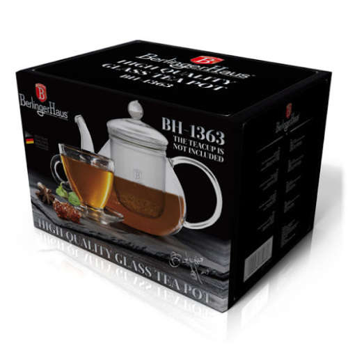 BERLINGER HAUS GLASS TEA POT WITH GLASS FILTER, 1L