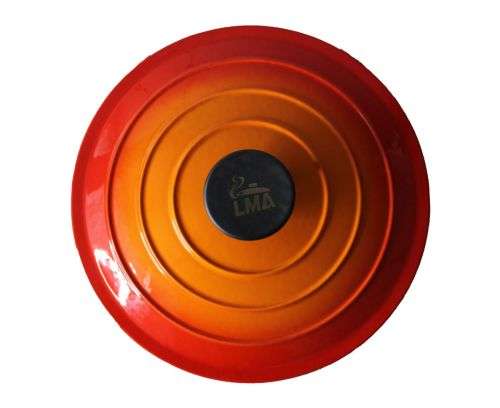 LMA Authentic 7 Piece Cast Iron Dutch Oven Cookware Set - Sunset Orange