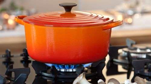 LMA Authentic 7 Piece Cast Iron Dutch Oven Cookware Set - Sunset Orange
