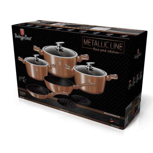 BERLINGER HAUS 10-PIECE MARBLE COATING COOKWARE SET - ROSE GOLD