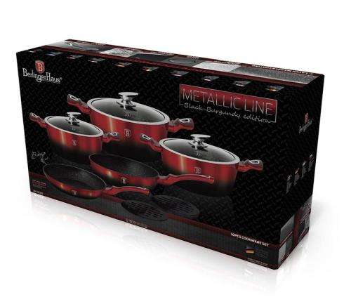 Berlinger Haus 10 Piece Marble Coating Cookware Set - Burgundy Black