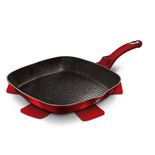 BERLINGER HAUS 28CM MARBLE COATING GRILL PAN - BURGUNDY METALLIC