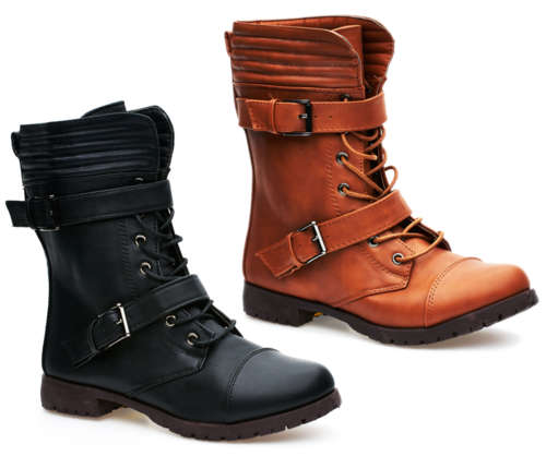 Ladies in House Two Buckle Lace up Boots (FC295)