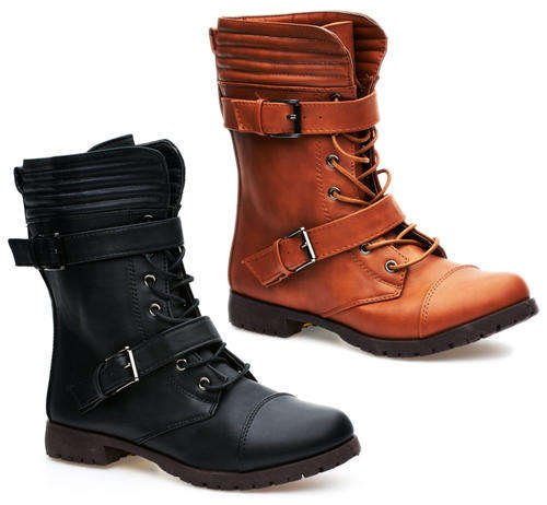 Ladies In House Two Buckle Lace Up Boots (FC295)