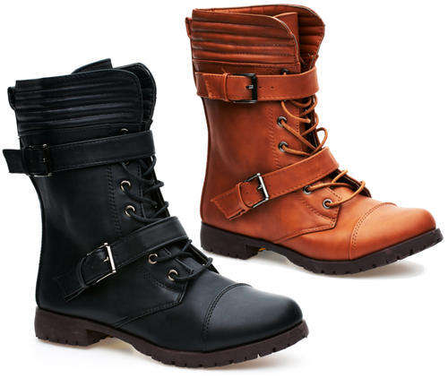 Ladies In House Two Buckle Lace Up Boots (FC295)