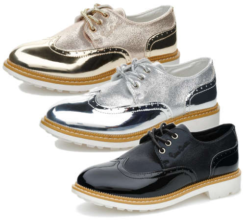 Ladies Pierre Cardin Shiny Brogue Shoes (LPC653)