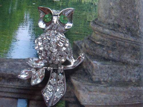 Owl Rhinestone Brooch
