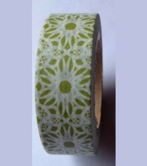 Green Flower Pattern Washi Tape