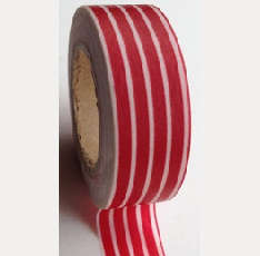 Red with White Stripe Washi Tape