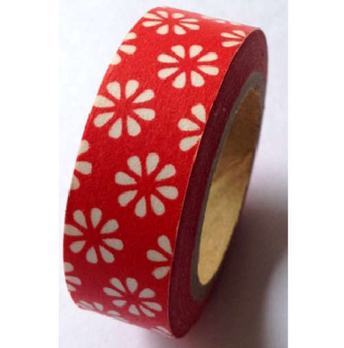 Red and White Flowers Washi Tape