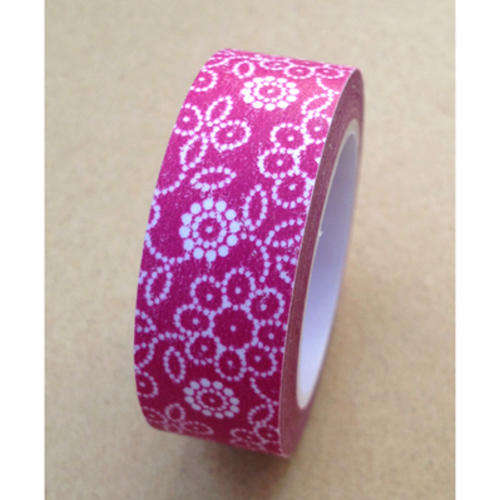 Dark Pink With Flowers Washi Tape