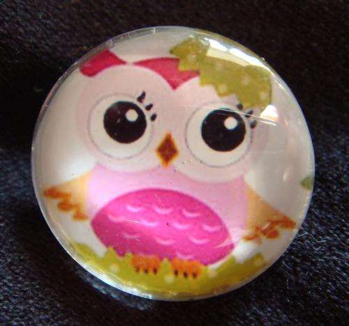 Pink Owl Brooch / Badge