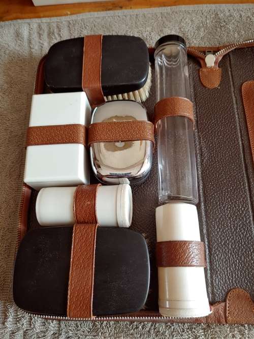 Vintage mens leather vanity