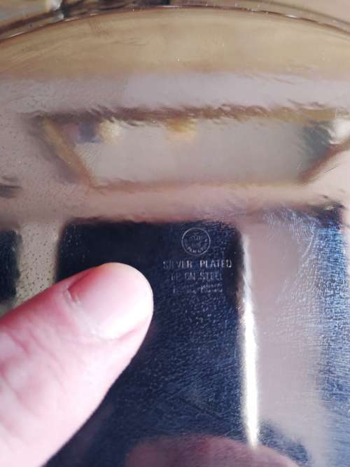 Vintage Siver plated Display Tray Gold Crown stamped.