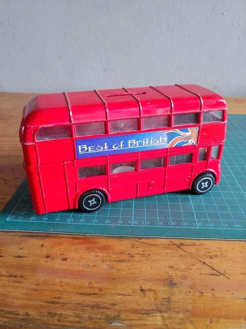 Toy bus money box Die cast metal
