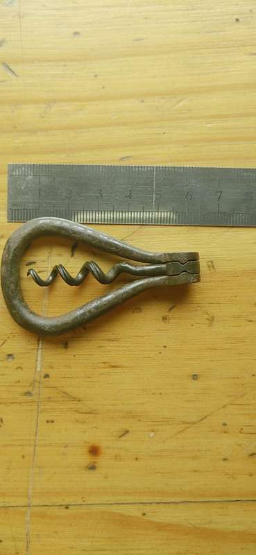 Antique steel bow cork screw