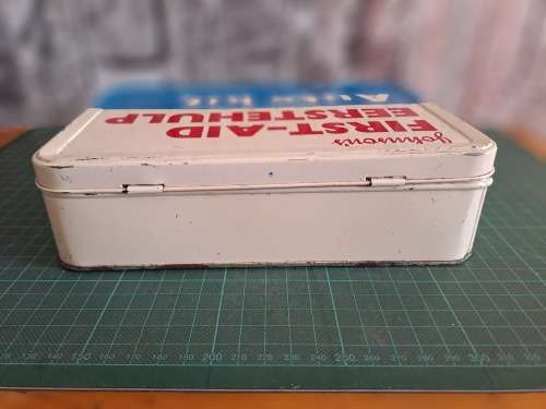 Vintage Johnson & Johnson tin first aid kit Advertising