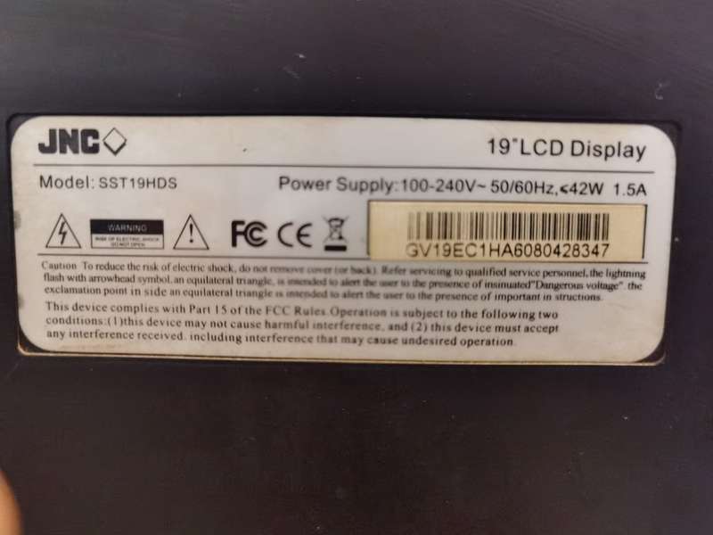 JNC 19" LCD TV Monitor Display