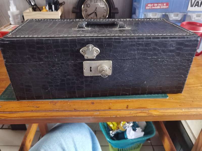 Vintage 8 track tapes x24  and lockable leather case