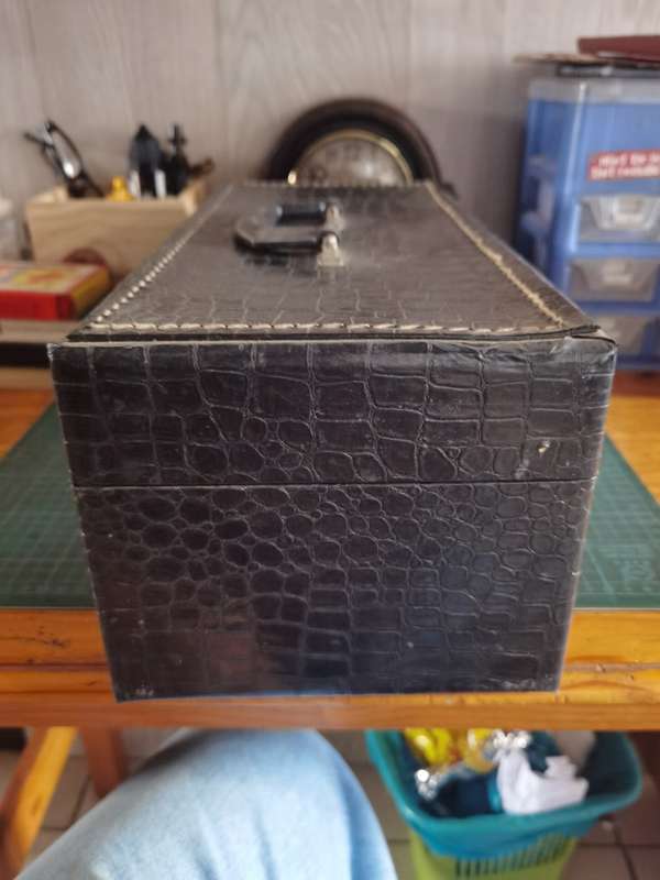 Vintage 8 track tapes x24  and lockable leather case