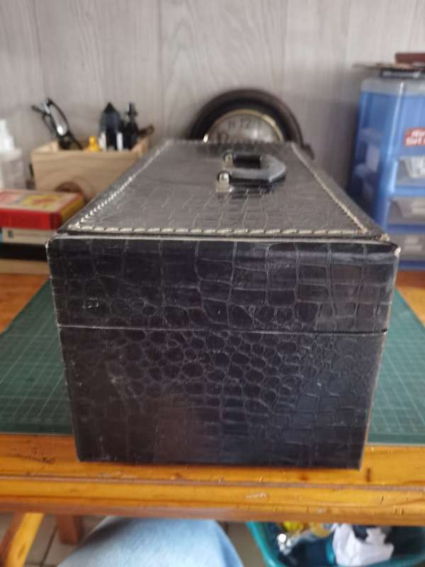 Vintage 8 track tapes x24  and lockable leather case