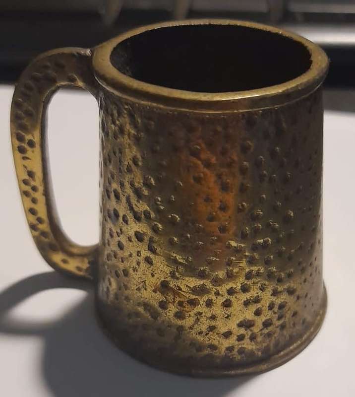 1950s solid brass mug 50mm high
