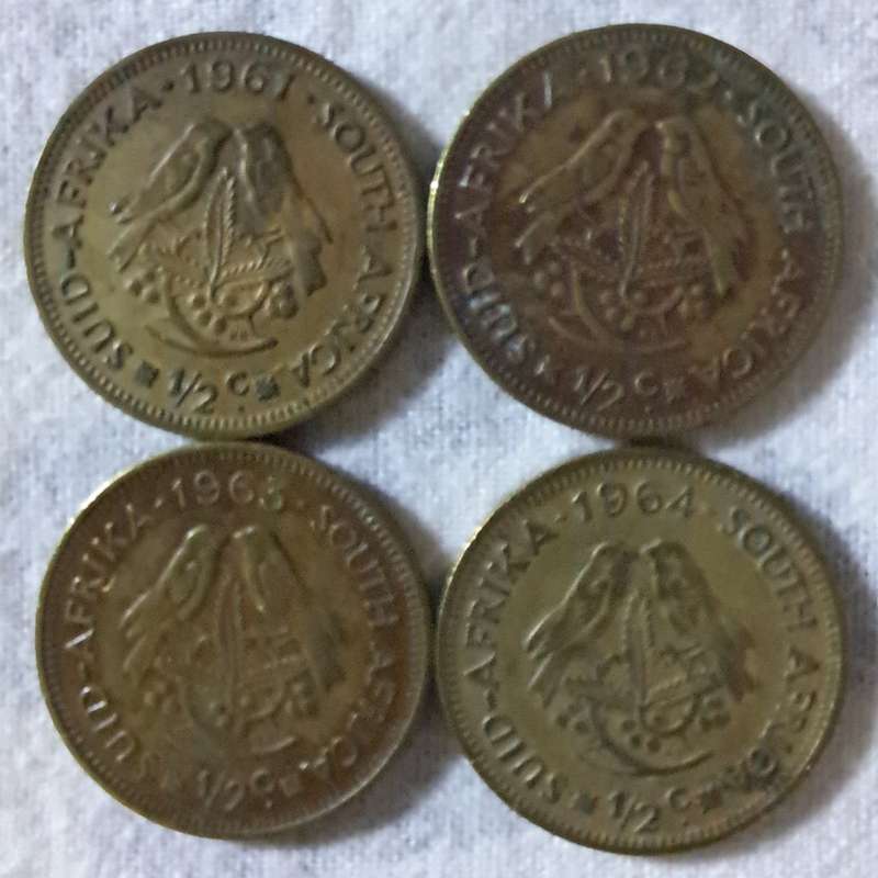 1961 to 1964 South African 1/2c ( Set )
