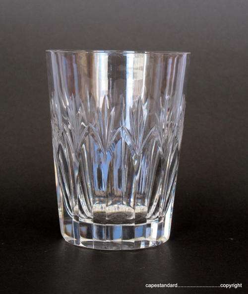 A PAIR OF LARGE STUART CRYSTAL WHISKY GLASSES, VINTAGE