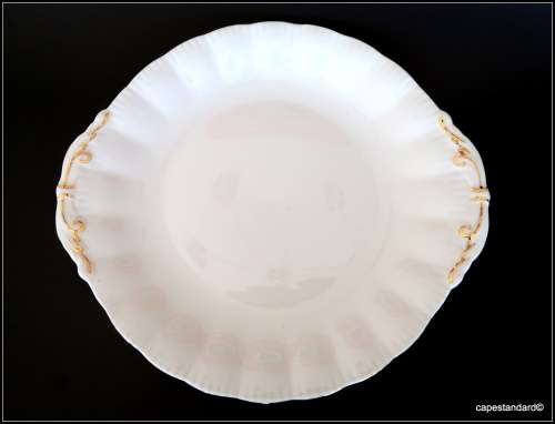PARAGON WHITE BONE CHINA CAKE SERVING-PLATE WITH GOLD TRIM