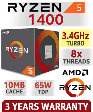 **BOXED**AMD**RYZEN 5**QUAD CORE PROCESSOR**3.4GHZ**10MB CACHE**HEATSINK AND FAN INCL**