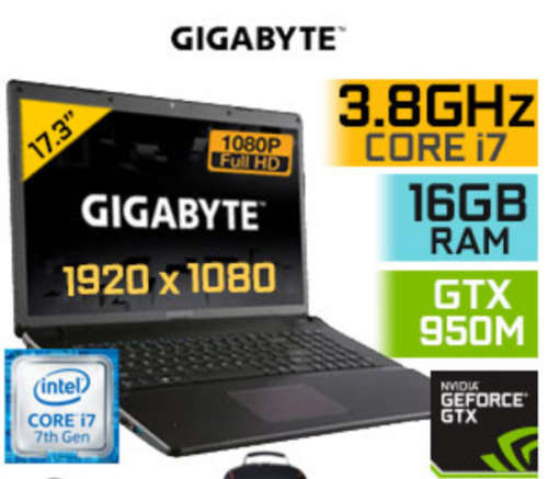 **Gigabyte P17**7th GEN QUAD CORE i7**17.3" FULL HD**GTX 950**16GB**1TB/SSD**