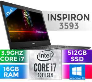 **10th Gen QUAD Core i7** Latest Dell Inspiron 15 3593**512 SSD**16GB DDR4**15.6 " FHD**IRIS PRO**
