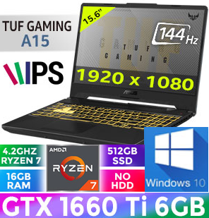 **MONSTER SPEC GAMING LAPTOP**ASUS TUF A15**AMD Ryzen 7**16GB DDR4**1TB/SSD**GTX 1660 TI 6GB**FHD**