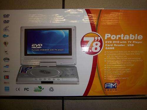 PORTABLE DVD WITH TV PLAYER CARD READER USB GAMES 7.8"