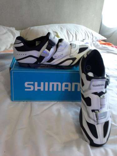 SHIMANO Cycling Shoes,  White and Black Size US 11.2
