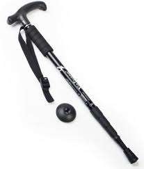 Black Anti-Shock Walking Stick. Adjustable from 53cm to 110cm