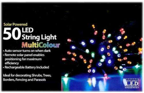 (Value R150) Color SOLAR LED Lights. With solar panel. 8 Hours per night. Power from our SUN!