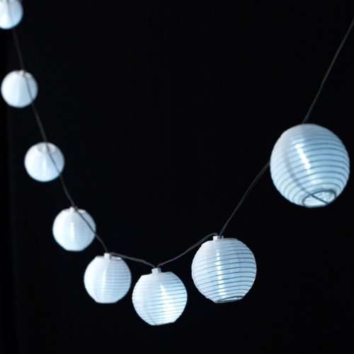 (Value R170) 10 x White SOLAR Lantern Lights. With solar panel. 5 Meter cable. 8 Hours per night.