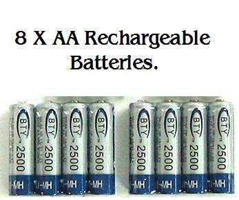 8 X AA  RECHARGEABLE Batteries. FREE postage!!!  Super price and quality.