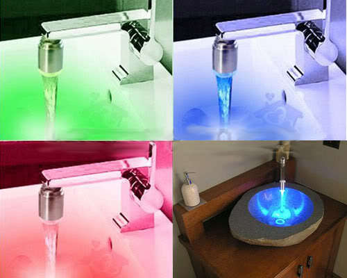 **FREE POSTAGE**UNIVERSAL LED FAUCET LIGHT!! COLOUR CHANGES WITH THE WATER TEMPERATURE> AWESOME!!