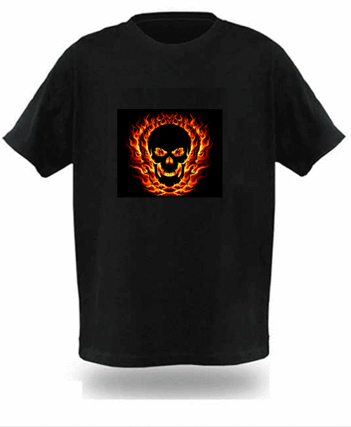 Electronic Flaming Skull T-shirt Absolutely Awesome, Great for Raves & Clubbing or just for Fun!