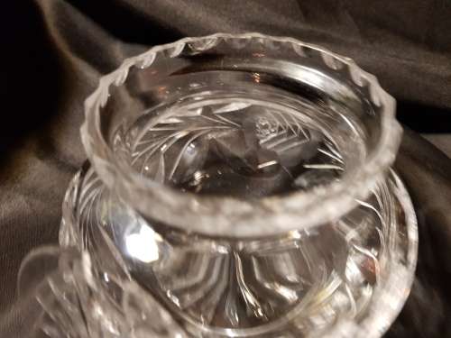 Set of fine cut crystal lidded sugar bowl and milk jug