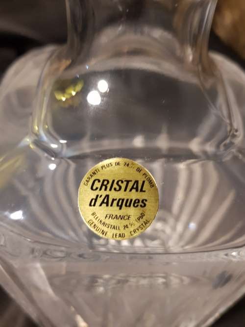 Crystal De Arc crystal whisky decanter with four matching glasses