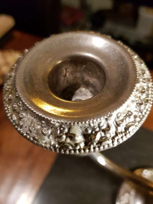 Large Heavy Silver Color 5 Candle Candle Holder