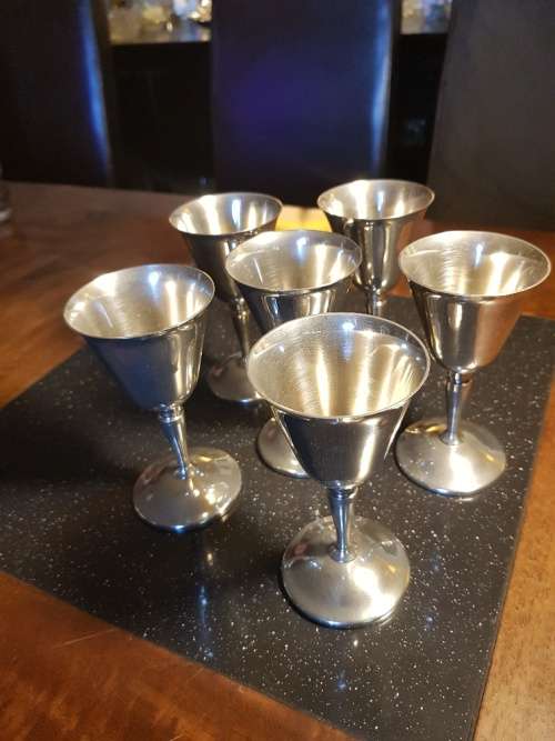 6 X Silver Plated Sherry Goblets by Roma Madrid