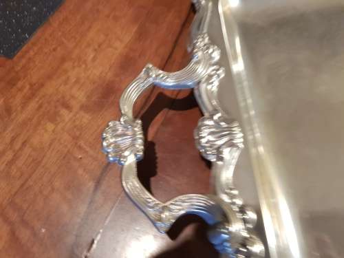 Large Vintage Rectangular Steel Serving Tray 57 cm from ends of Handles